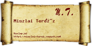 Miszlai Teréz névjegykártya