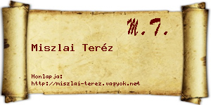 Miszlai Teréz névjegykártya